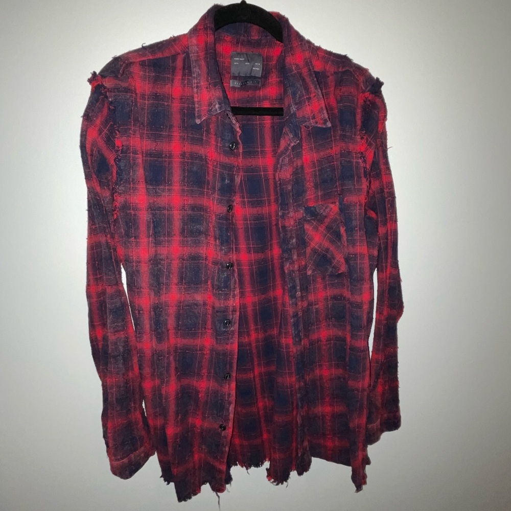 Plaid Distressed Button Up Shirt